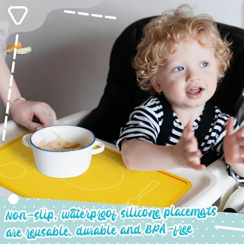 Zhehao 4 Pcs 4 Pcs Montessori Toddler Silicone Placemats, Light Colors - Image 5