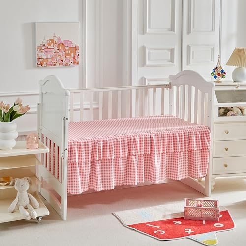 3 Pieces Flowers Crib Bedding Set Baby Ruffled Quilted Comforter - Image 4