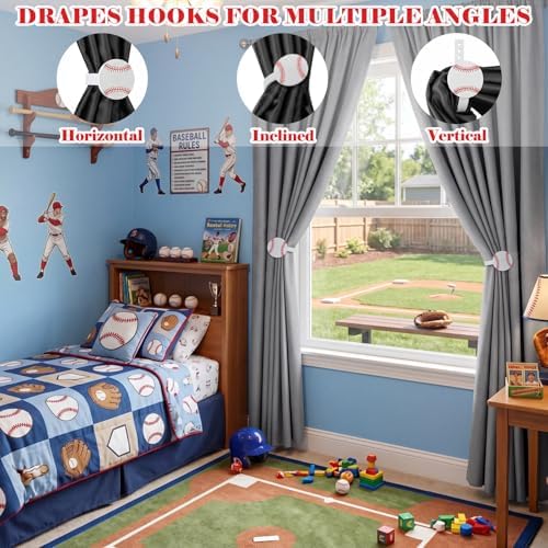 Briwooody 2 Pcs Baseball Curtain Tiebacks Acrylic Sport Curtain Tiebacks - Image 3