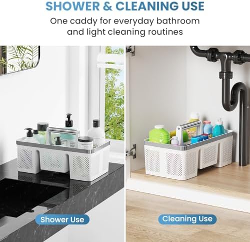 BYUNER 2Pack Plastic Shower Caddy: Portable Shower & Bathroom Caddy Tote - Image 2