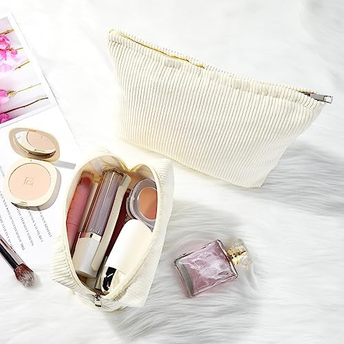 SOIDRAM 2 Pieces Corduroy Makeup Bag Large Corduroy Cosmetic Bag Capacity - Image 4