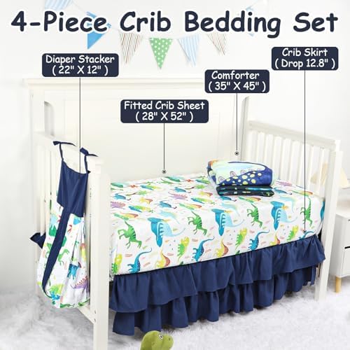 Crib Bedding Set for Baby Girls and Boys, 4 Piece Infant Nursery Bedding Sets - Image 4