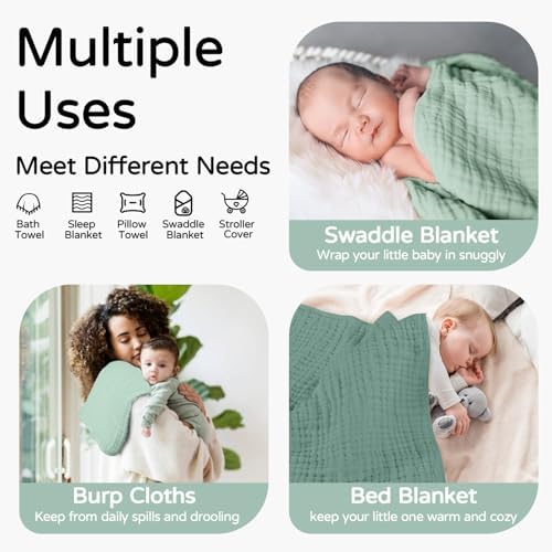 Yoofoss Hooded Baby Bath Towels 2 Pack 100% Muslin Organic Cotton - Image 4