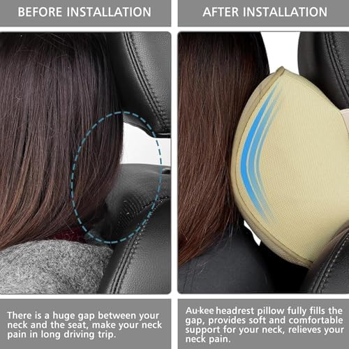Aukee Car Headrest Pillow Memory Foam Car Neck Pillow Soft Leather Headrest - Image 4