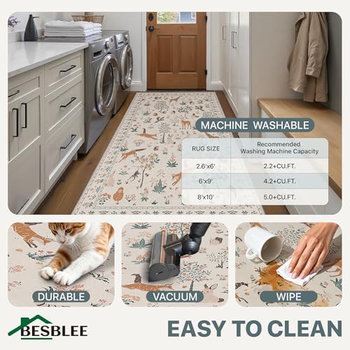 BESBLEE 2X10 Washable Kitchen Runner Rug, Animal Non Slip - Image 6