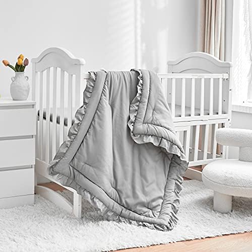 3 Pieces Crib Bedding Set Baby Ruffle Quilted Comforter - Image 7