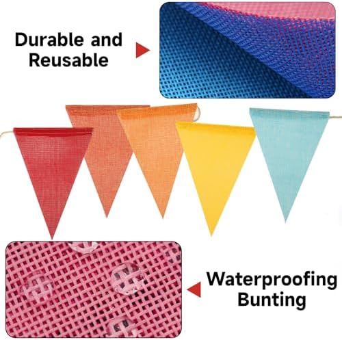 G2PLUS Pennant Banner Triangle Flag Bunting Garland Rainbow Flags 36PCS - Image 3