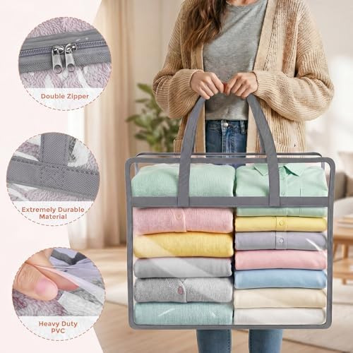 4 Pack Clear Storage Bags for Clothes, 45L Closet Organizers and Storage - Image 3
