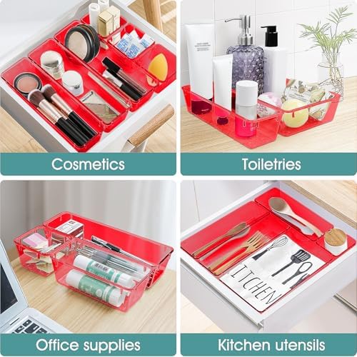 25 PCS Plastic Drawer Organizer Set, Makeup Organizers and Storage Bins - Image 5