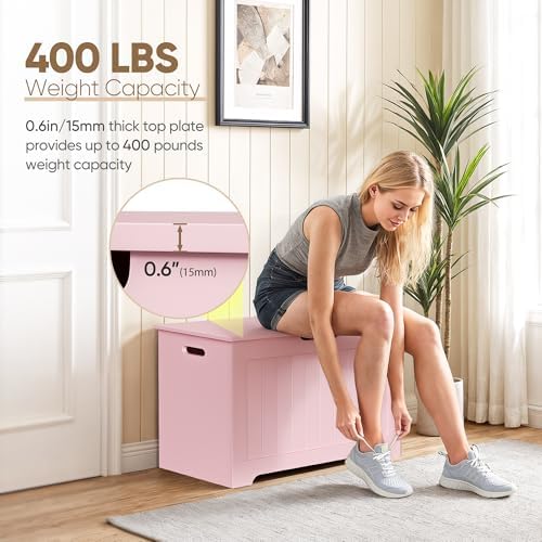 Wooden Storage Chest Box with Flip-top Lid & Safety Hinge, Living Room Organizer - Image 3
