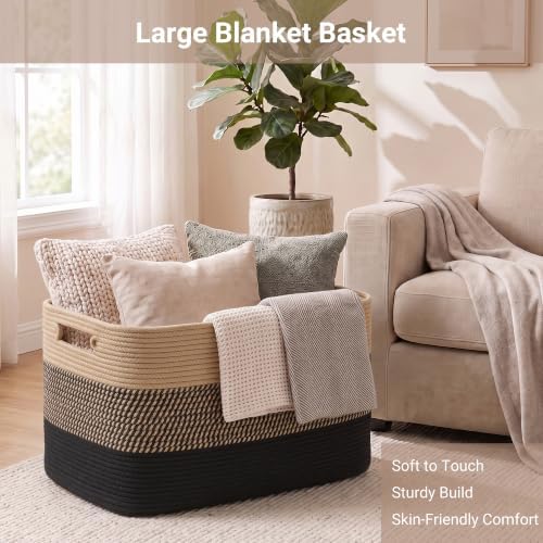 Large Laundry Basket/Hamper, Jute/Black - Image 3