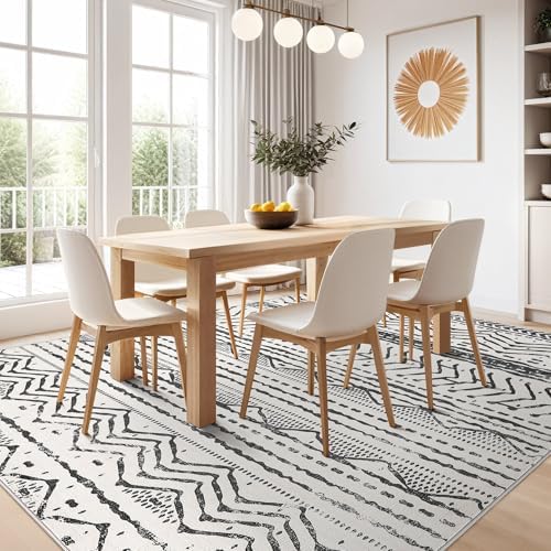 Nakagishi Black Rug for Living Room: 7x9 Washable Boho Large Neutral Soft - Image 6