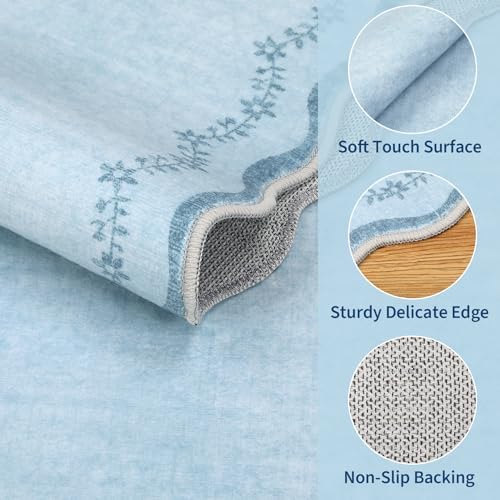 GarveeHome 2x6 Scalloped Washable Runner Rug Non Slip Hallway Kitchen Rug - Image 4