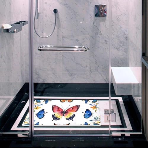 Bathtub Mat Non Slip 26.8x15.1 Inch, Butterflies Floral Shower Mat - Image 5