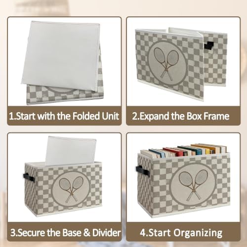 Vintage Brown Checkered Crossed Tennis Foldable Storage Box - Image 5