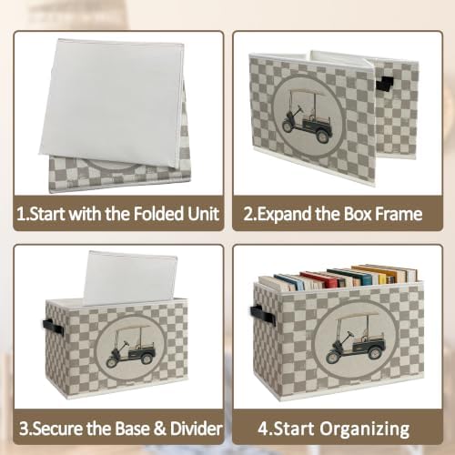 Vintage Brown Checkered Golf Cart Foldable Storage Box - Image 5