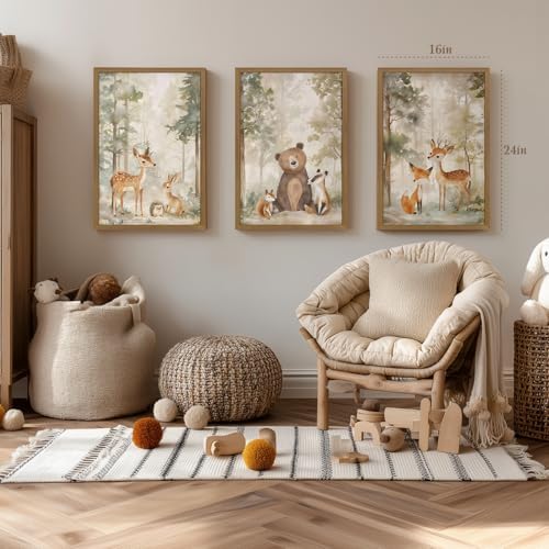 Clicyre Woodland Nursery Wall Decor, Forest Animal Canvas Wall Art 16x24 In - Image 2