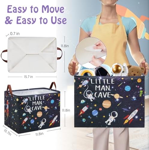 Astronaut Rockets Nursery Laundry Hamper, Space Storage Basket - Image 3