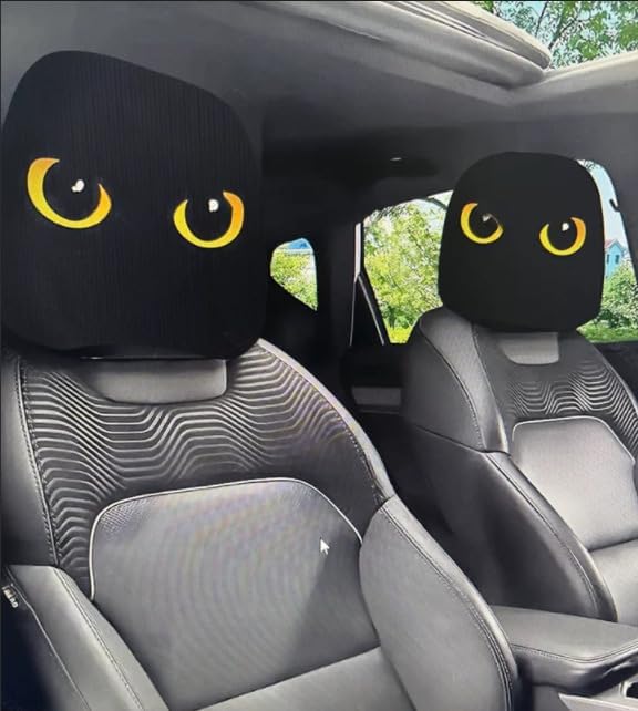 Funny Cartoon car headrest Cover, 2 Pieces Set of Cute Funny Eyes, Suitable - Image 5
