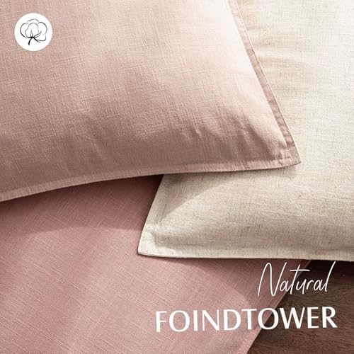 Foindtower Linen Solid Decorative Throw Pillow Covers 20x20 Inch Rose Pink - Image 4