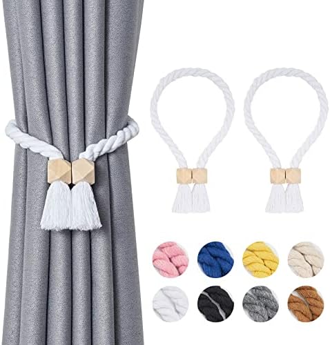 NICEEC 2 Pack Wooden Polyhedron Magnetic Curtain Tiebacks Boho Home Decor Drape by NICEEC