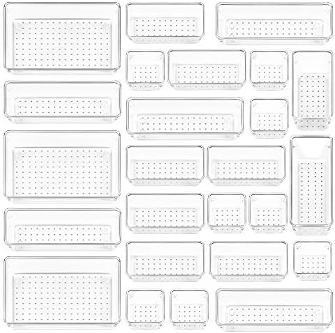 Vtopmart 25 PCS Clear Plastic Drawer Organizers Set, 4-Size Versatile Bathroom by Vtopmart