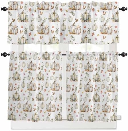 Vandarllin Fall Floral Leaves Kitchen Curtains and Valances Set, Thanksgiving by VandarllinHomeKitchenDecor