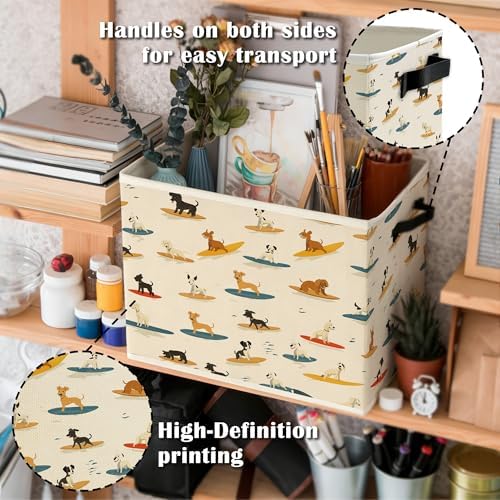 Funny Coastal Beach Surfing Dog Storage Bins Box - Image 5