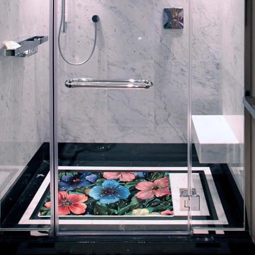 Bathtub Mat Non Slip 26.8x15.1 Inch, Florals Vintage Shower Mat - Image 6