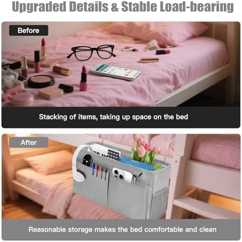 Bedside Caddy Organizer with Fixed Straps, Bunk Bed Caddy ideal - Image 3