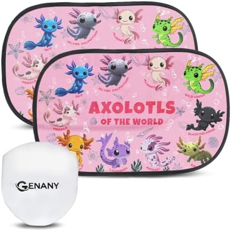 GENANY Axolotls Car Side Window Sun Shades 2 Piece 21 x 14 Inch by GENANY