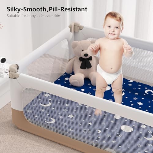 Pack N Play Sheets Fitted, Mini Crib Sheets, Breathable Soft Unisex Playard - Image 6