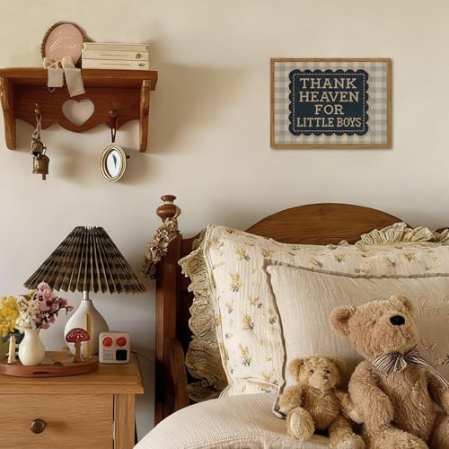 Framed Thank Heaven for Little Boys Wall Art, Baby Boy Nursery Wall Decor - Image 3