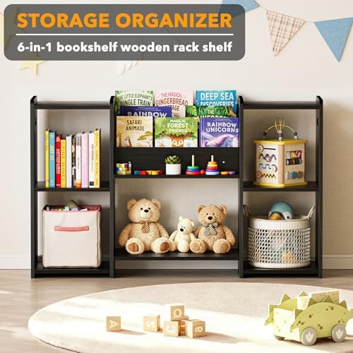 SpaceAid 6-in-1 Bookshelf Storage Organizer, Montessori Bookcase - Image 3