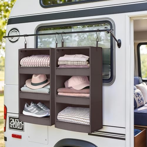 GRANNY SAYS 3-Shelf Hanging Closet Organizer, Foldable Storage, Dark Brown - Image 7