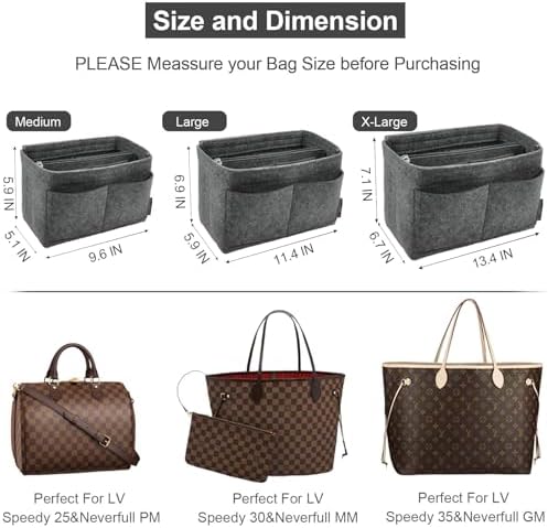 OMYSTYLE Purse Organizer Insert, Felt Tote Bag Organizer Insert - Image 3