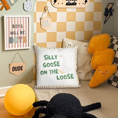 Silly Goose Throw Pillow Covers Playroom Toddler Nursery Decor - Image 3