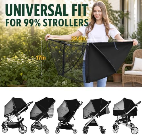 DUOMI 2-in-1 Stroller Cover UPF 50+ Sun Shade & Mosquito Net 3D Canopy - Image 4