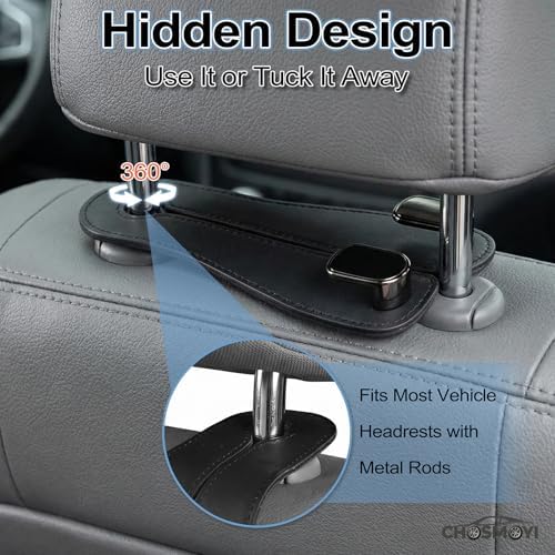 2 Pack Car Purse Hooks, Leather Car Headrest Hooks - Image 4
