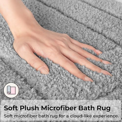 GRANNY SAYS Grey Bathroom Rugs Set 2 Piece, Soft Microfiber Bath Mats - Image 2