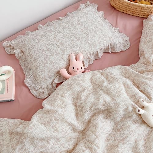 BuLuTu Muslin Cotton Pillowcase King 20"x36", Forest & Rabbit Pattern - Image 7