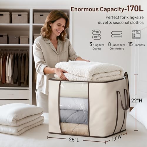 SLEEPING LAMB 170L Huge Blanket Storage Bag, Sturdy Oxford Fabric Comforter - Image 2