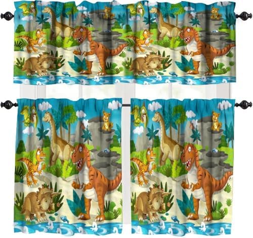 Boys Dinosaur Valance Curtains, Cartoon Dino Window Treatments by Unknown
