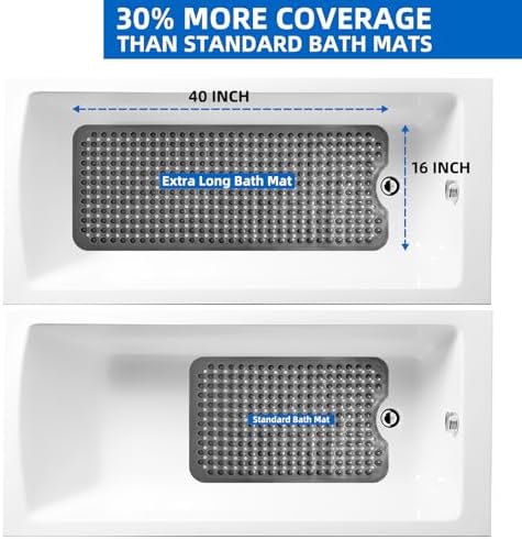 MOONFLY Shower and Bathtub Mat, 40x16 Inches, Translucent Black - Image 6