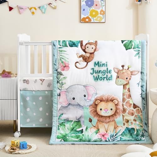 3-Piece Crib Bedding Set for Boys Girls by NacoMoco