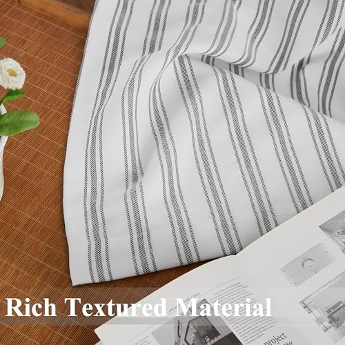 ZJDECOR Black Striped Full Blackout Cotton Blended Curtains - Image 5