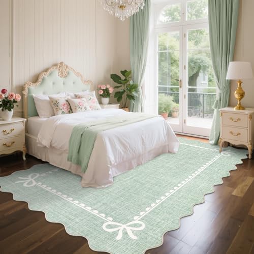 GarveeHome Scalloped Bow Rug 9x12 Washable Rugs - Image 2