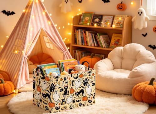 Rectangular Halloween Basket Trick or Treat Pumpkin Basket Cute Storage Bin - Image 5