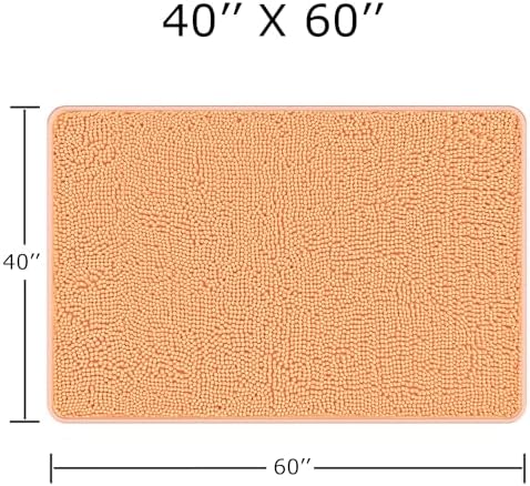 Yeaban Chenille Peach Bathroom Rug 40"x60", Non-Slip Rubber Backing - Image 2