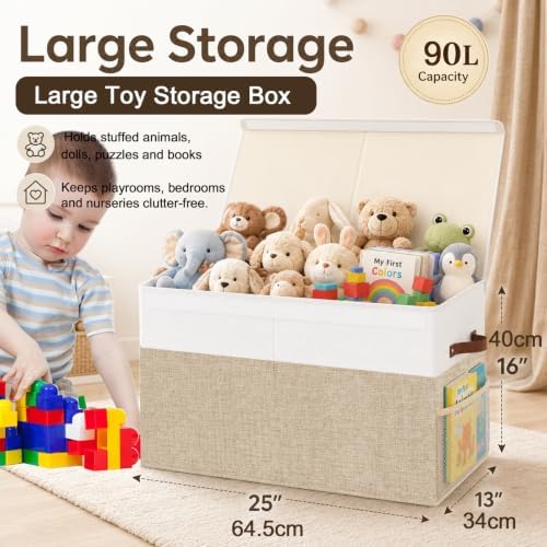 Large Toy Storage Box with Lid, Toy Chest with Divider, Foldable Organizer - Image 2
